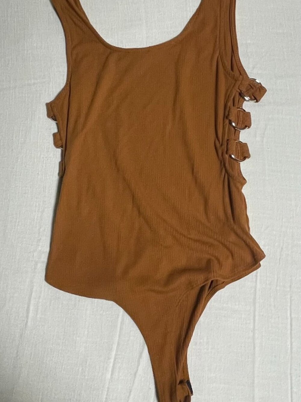 Womens Blashe Orange Bodysuit with Ring Side Closures (Size XL)